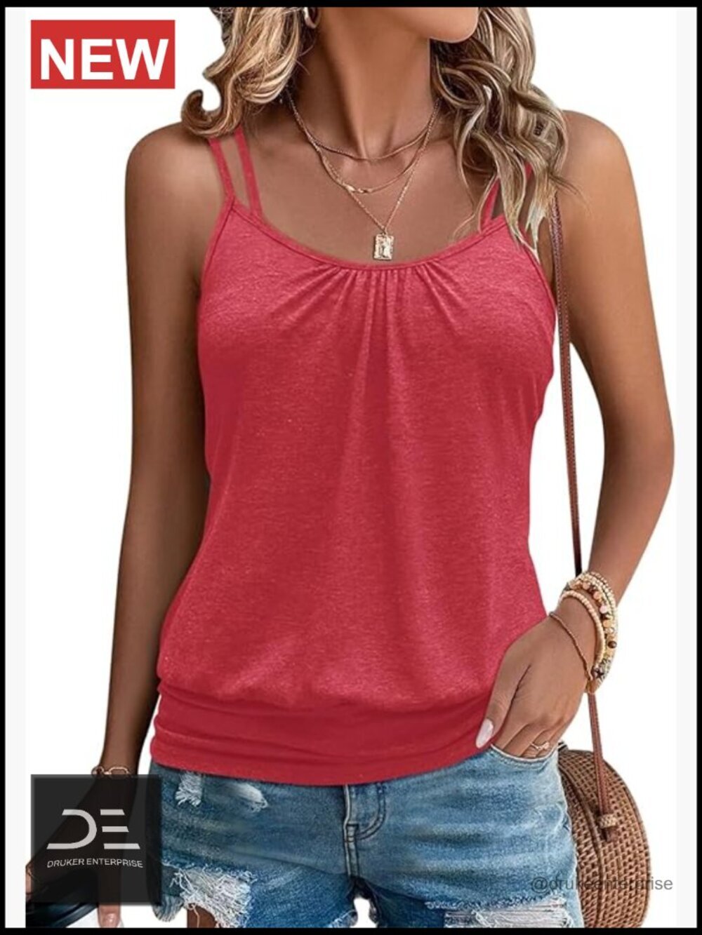 Scoop Neck Sleeveless Tank Top with Banded Bottom - Summer Cami